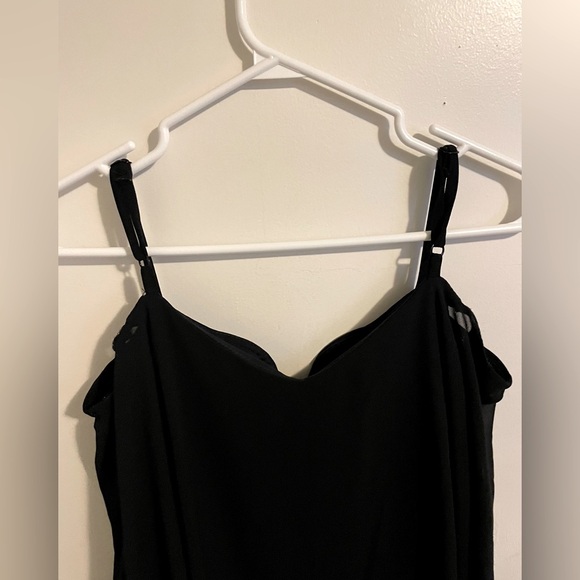 Sz XS Le Chateau Women Chiffon Off-the-Shoulder Cape Dress black - Picture 9 of 12